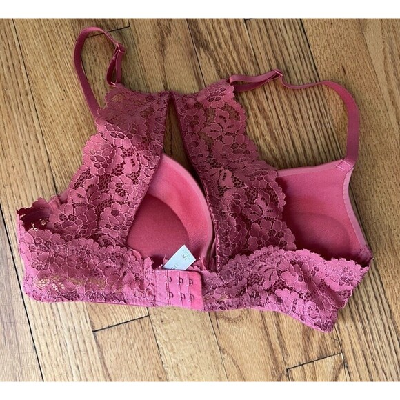 Laura Ashley 34C halter back lace pink blush padded underwire push-up Bra - Picture 2 of 4